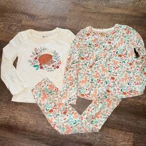 Tu Kids Woodland Animal Print Long Sleeve Pajamas Set 4-5